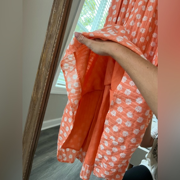 New Look shirred tiered midi in orange pattern size 4 worn once - Picture 4 of 9